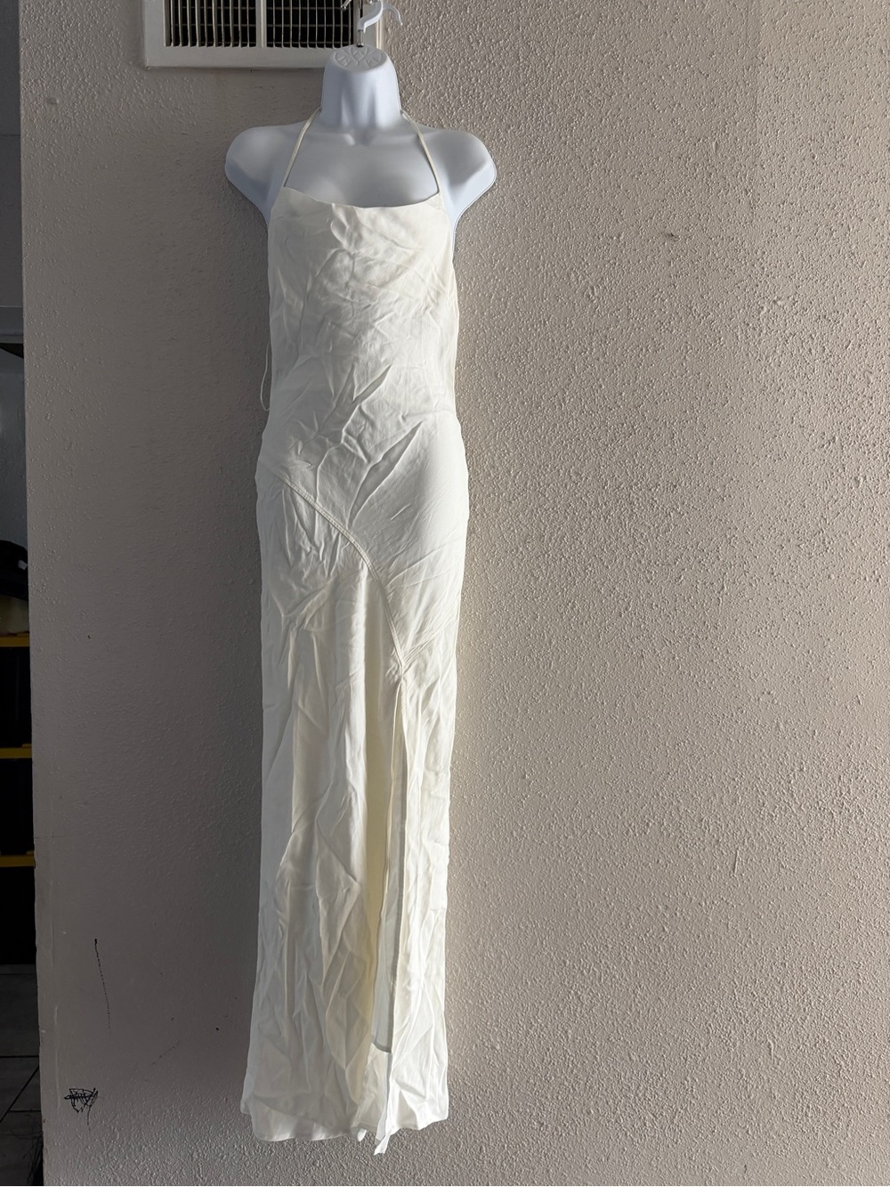NICHOLAS Cream Halter Maxi Slip Dress